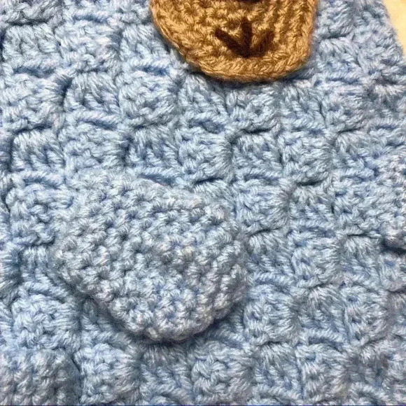 Knit Bear Baby Blanket  Blue - Picture 11 of 16